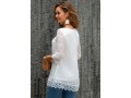 Lace Stitching Round Neck 3/4 Sleeve Blouse