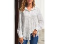 Lace Trim Turndown Collar White Blouse