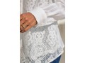 Lace Trim Turndown Collar White Blouse