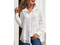 Lace Trim Turndown Collar White Blouse