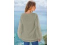 Lantern Sleeve V Neck Solid Blouse