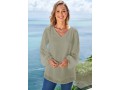 Lantern Sleeve V Neck Solid Blouse