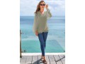 Lantern Sleeve V Neck Solid Blouse