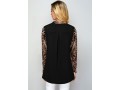 Leopard Quarter Zip Long Sleeve Blouse