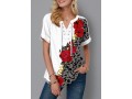 Leopard and Flower Print Lace Up Blouse