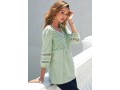 Light Green V Neck Lace Stitching T Shirt