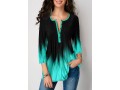 Mint Green Gradient Three Quarter Sleeve Printed Blouse