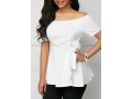 Off the Shoulder Tie Side White Blouse