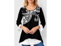 Paisley Print Black Layered Hem Blouse