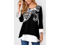 Paisley Print Black Layered Hem Blouse