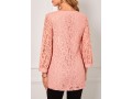 Pink Lace Stitching Split Neck Blouse