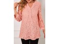 Pink Lace Stitching Split Neck Blouse