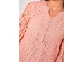 Pink Lace Stitching Split Neck Blouse