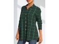 Plaid Green Patricks Day Button Up Blouse