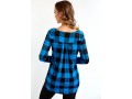 Plaid Long Sleeve Button Pleated Blouse