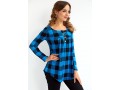 Plaid Long Sleeve Button Pleated Blouse