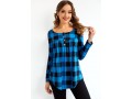 Plaid Long Sleeve Button Pleated Blouse