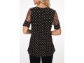 Polka Dot Lace Patchwork Short Sleeve Blouse