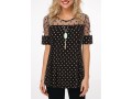 Polka Dot Lace Patchwork Short Sleeve Blouse