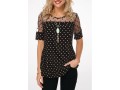 Polka Dot Lace Patchwork Short Sleeve Blouse