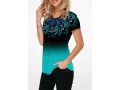 Round Neck Button Embellished Printed Blouse