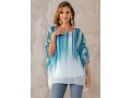 Round Neck Striped 3/4 Sleeve Blouse