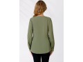 Sage Green Split Neck Lace Panel Blouse