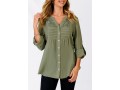 Sage Green Split Neck Lace Panel Blouse