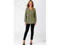 Sage Green Split Neck Lace Panel Blouse