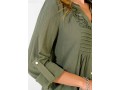 Sage Green Split Neck Lace Panel Blouse