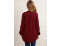 Sequin Crinkle Chest Wine Red Blouse