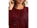 Sequin Crinkle Chest Wine Red Blouse