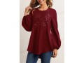 Sequin Crinkle Chest Wine Red Blouse