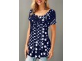 Short Sleeve Button Front Dot Print Blouse