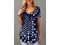 Short Sleeve Button Front Dot Print Blouse