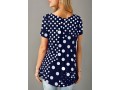 Short Sleeve Button Front Dot Print Blouse