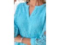 Sky Blue Split Neck 3/4 Sleeve Lace Blouse