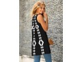 Sleeveless Geometric Print Round Neck Blouse