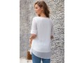 Split Neck Half Sleeve Lace Panel Blouse