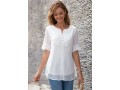 Split Neck Half Sleeve Lace Panel Blouse