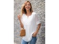 Split Neck Half Sleeve Lace Panel Blouse