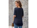 Split Neck Half Sleeve Lace Panel Blouse