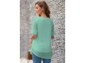 Split Neck Half Sleeve Lace Panel Blouse