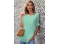 Split Neck Half Sleeve Lace Panel Blouse