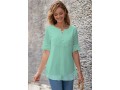 Split Neck Half Sleeve Lace Panel Blouse