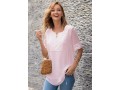 Split Neck Half Sleeve Lace Panel Blouse