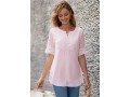 Split Neck Half Sleeve Lace Panel Blouse