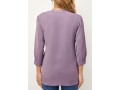 Split Neck Lace Stitching 3/4 Sleeve Blouse