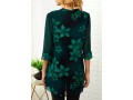 Split Neck Large Floral Print Button Detail Blouse