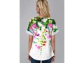 Split Neck Ombre Floral Print Blouse